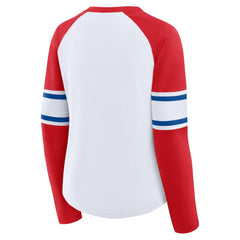 Philadelphia Phillies Fanatics Women's Blitz Package Raglan Lace-Up V-Neck Long Sleeve T-Shirt - White/Red T-shirts
