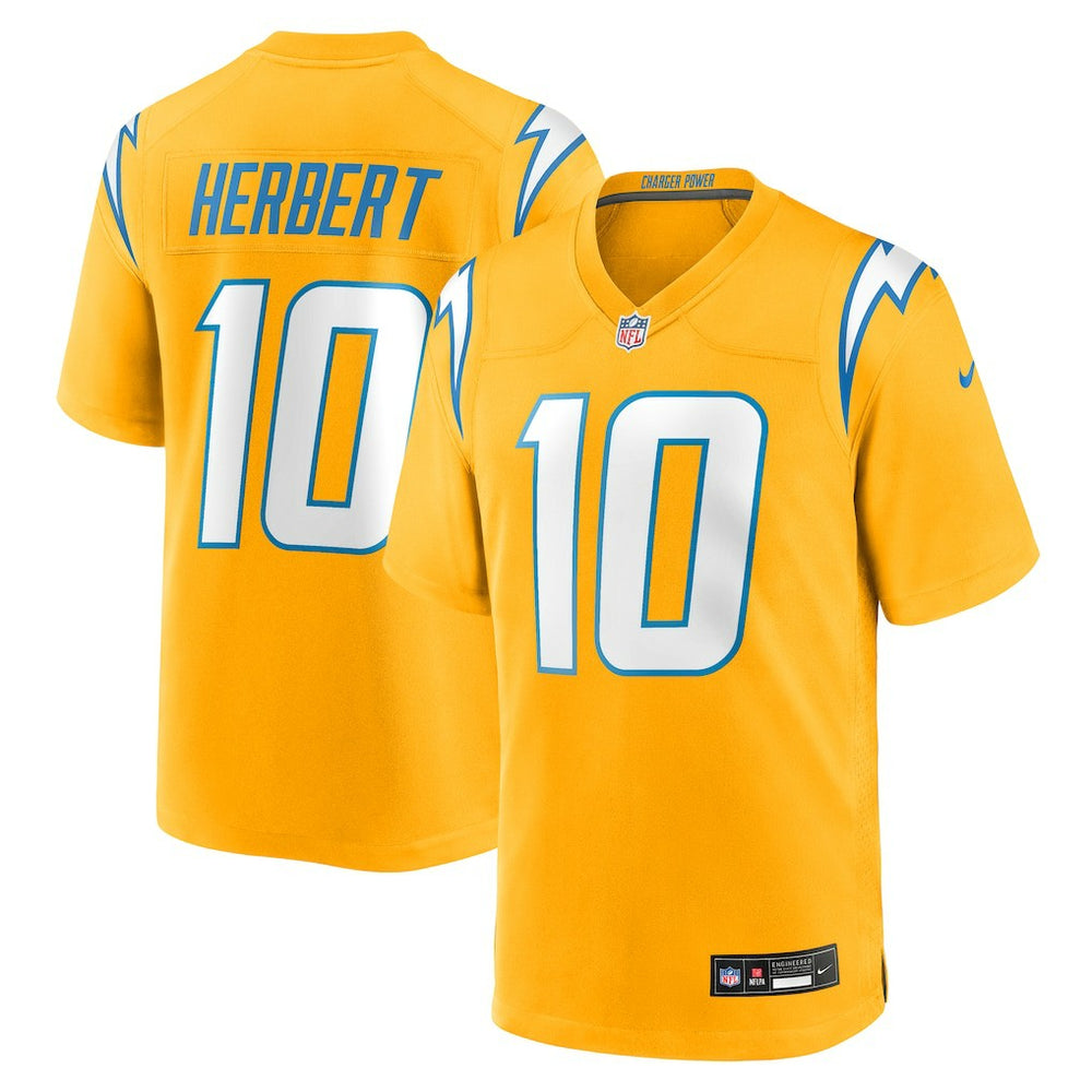 NFL Justin Herbert Los Angeles Chargers Alternate Charger Power Game Player Jersey - Gold