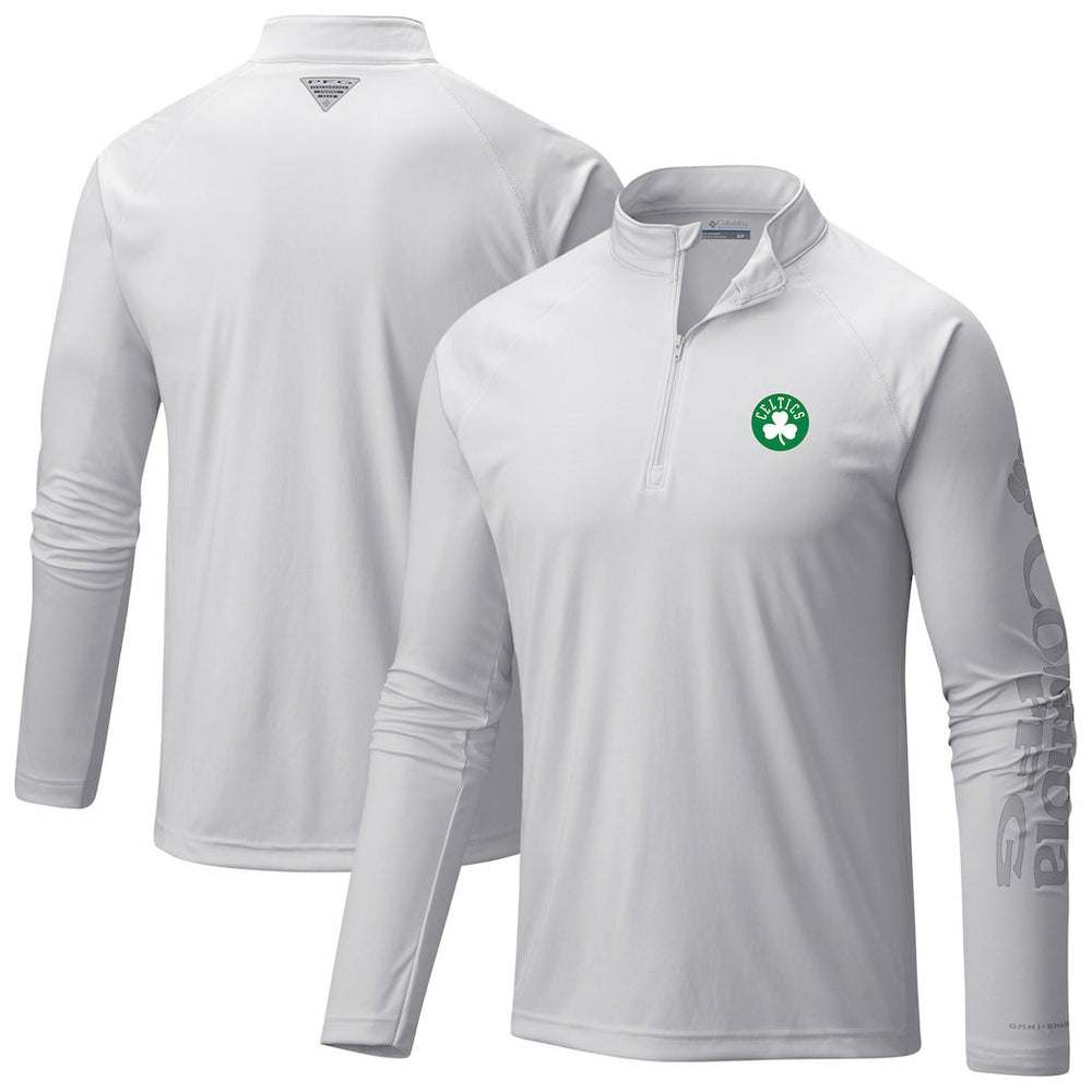 Boston Celtics Terminal Tackle Raglan Omni-Shade Quarter-Zip Jacket White