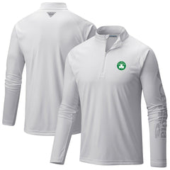 Boston Celtics Terminal Tackle Raglan Omni-Shade Quarter-Zip Jacket White