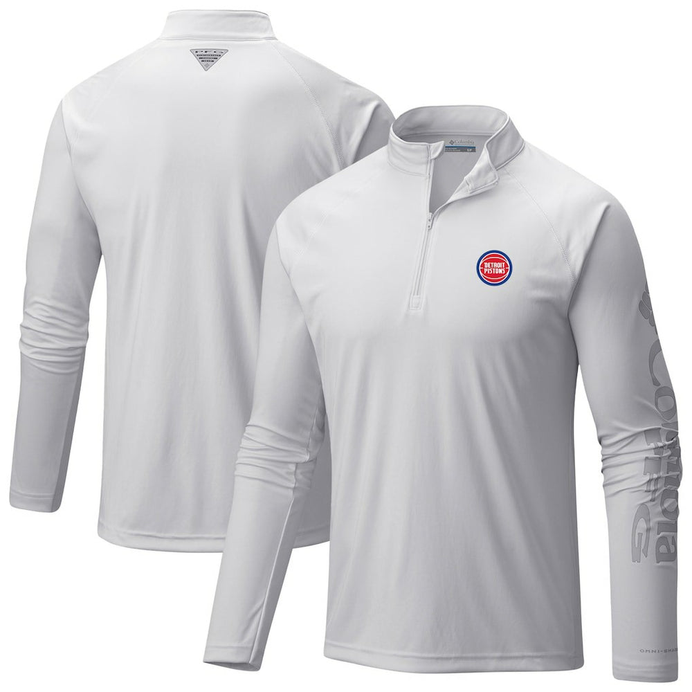 Detroit Pistons Terminal Tackle Raglan Omni-Shade Quarter-Zip Jacket White