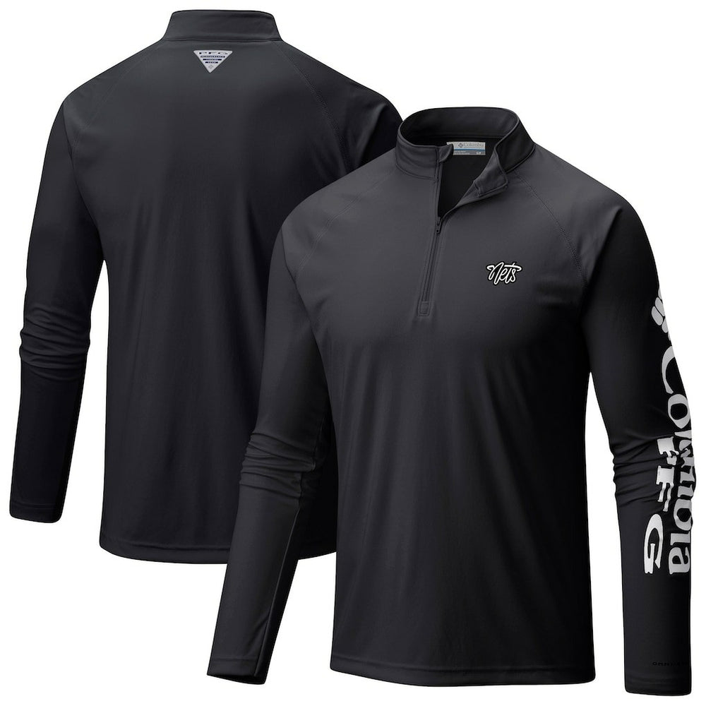 Brooklyn Nets Terminal Tackle Raglan Omni-Shade Quarter-Zip Jacket Black