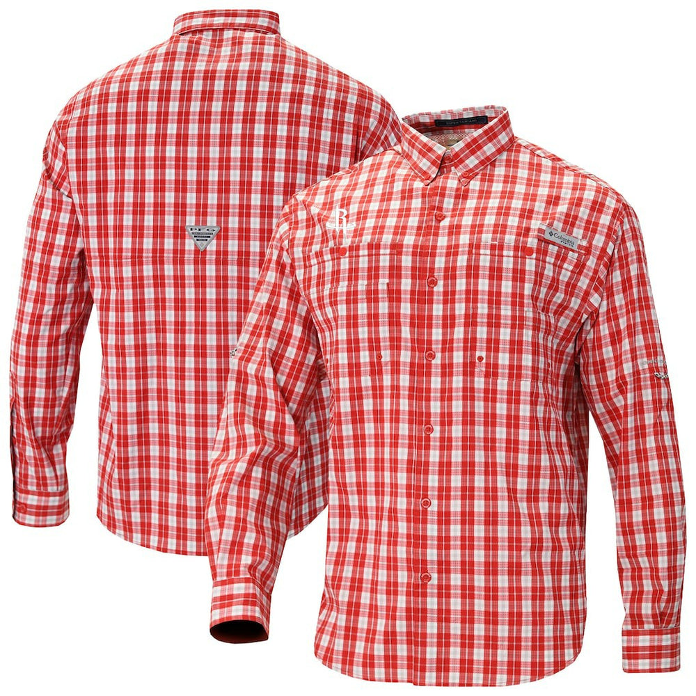 Houston Rockets Super Tamiami Omni-Shade Long Sleeve Button-Down Shirt Red