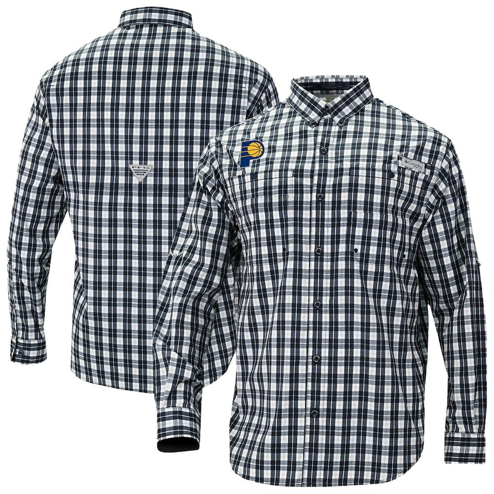 Indiana Pacers Super Tamiami Omni-Shade Long Sleeve Button-Down Shirt Navy