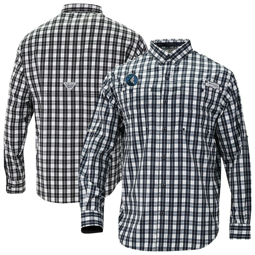 Minnesota Timberwolves Super Tamiami Omni-Shade Long Sleeve Button-Down Shirt Navy