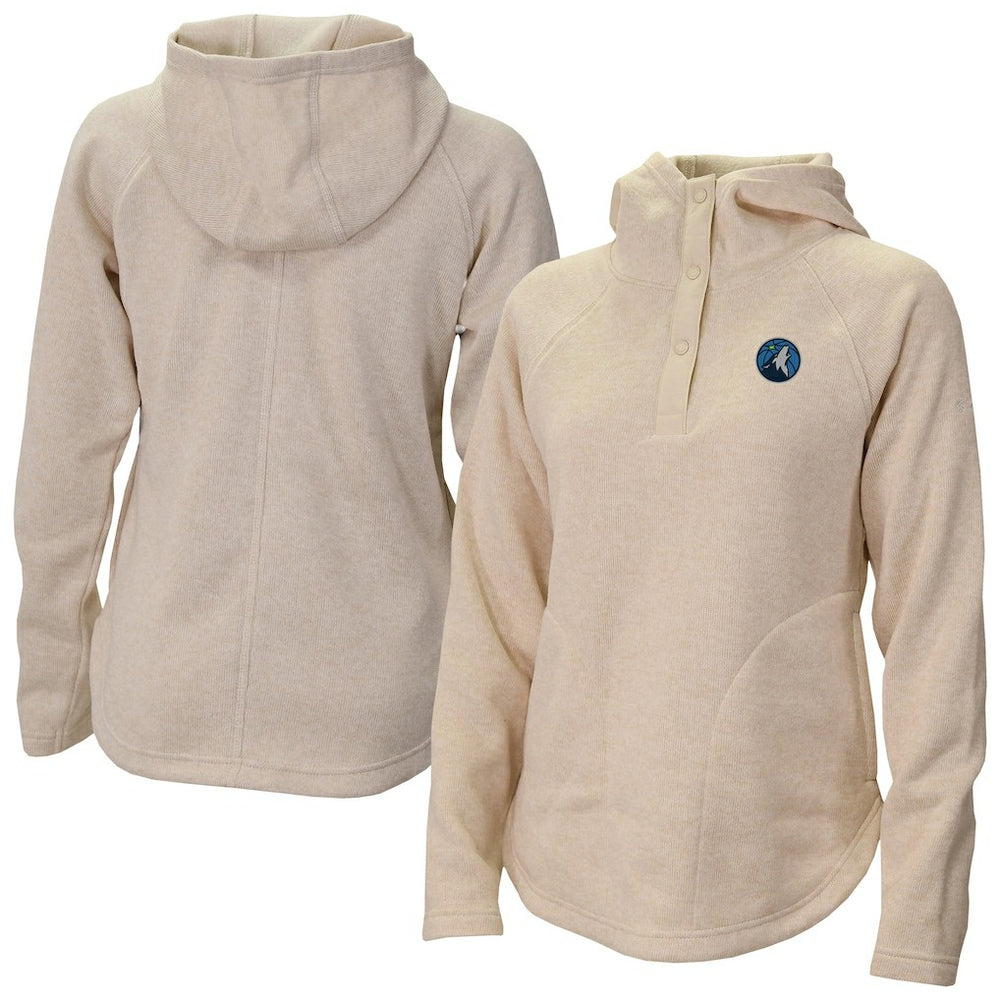 Minnesota Timberwolves Women's Sweater Weather Quarter-Snap Hoodie Cream