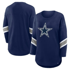 Dallas Cowboys Women's Redzone Bling 3/4-Sleeve T-Shirt Navy