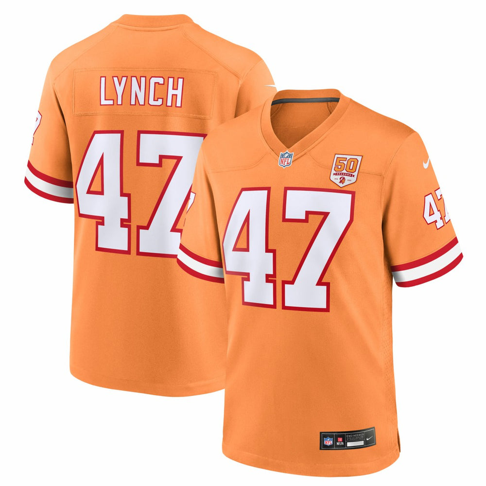 NFL John Lynch Tampa Bay Buccaneers 50th Season Game Jersey - Creamsicle