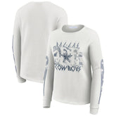 Dallas Cowboys WEAR by Erin Andrews Women's Graphic Waffle Long-Sleeve T-Shirt White