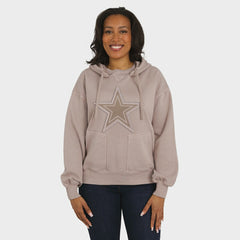 Dallas Cowboys WEAR by Erin Andrews Women's Washed Pullover Crewdie Tan