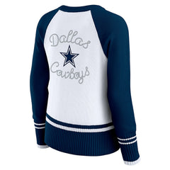 Dallas Cowboys WEAR by Erin Andrews Women's Colorblock Raglan Sweater White/Navy