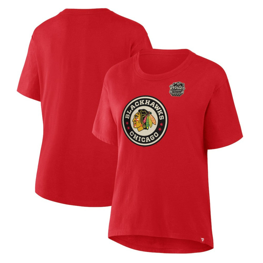 NHL Chicago Blackhawks Fanatics Women's 2025 Winter Classic Primary Logo T-Shirt - Athletic Red
