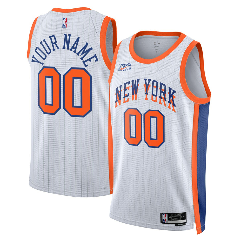 NBA New York Knicks Unisex 2024/25 Custom Swingman Jersey - City Edition - White