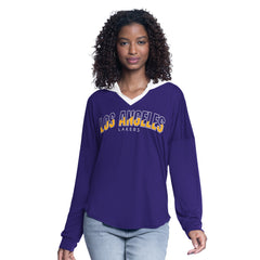 Los Angeles Lakers G-III 4Her by Carl Banks Women's Bench Player Oversized Long Sleeve Hooded Top Purple