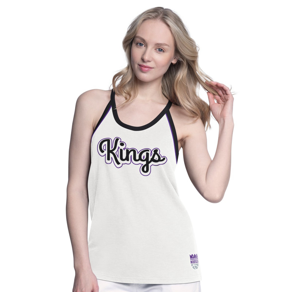 Sacramento Kings G-III 4Her by Carl Banks Women's Curveball Racerback Scoop Neck Slub Tank Top White