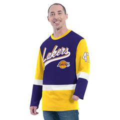Los Angeles Lakers G-III Sports by Carl Banks Adaptive Rugby Long Sleeve Top Purple