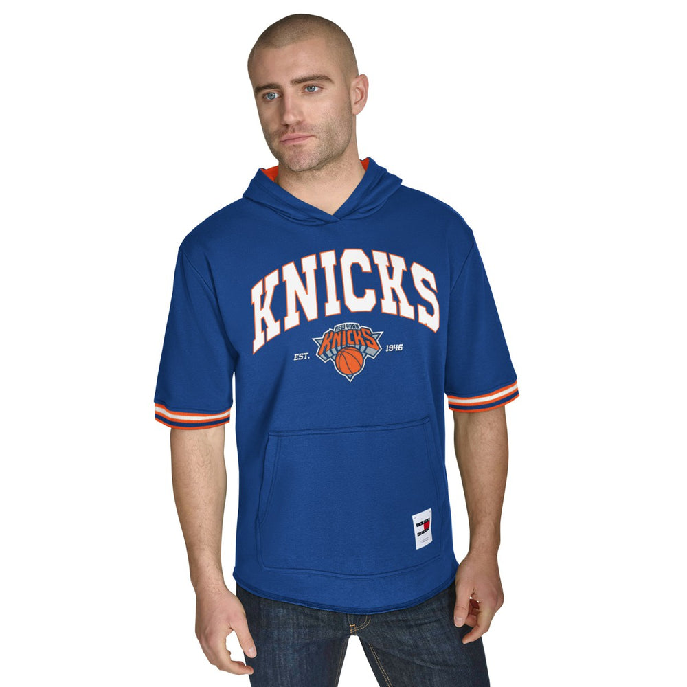 New York Knicks Tommy Jeans Paul French Terry Short Sleeve Pullover Hoodie Blue