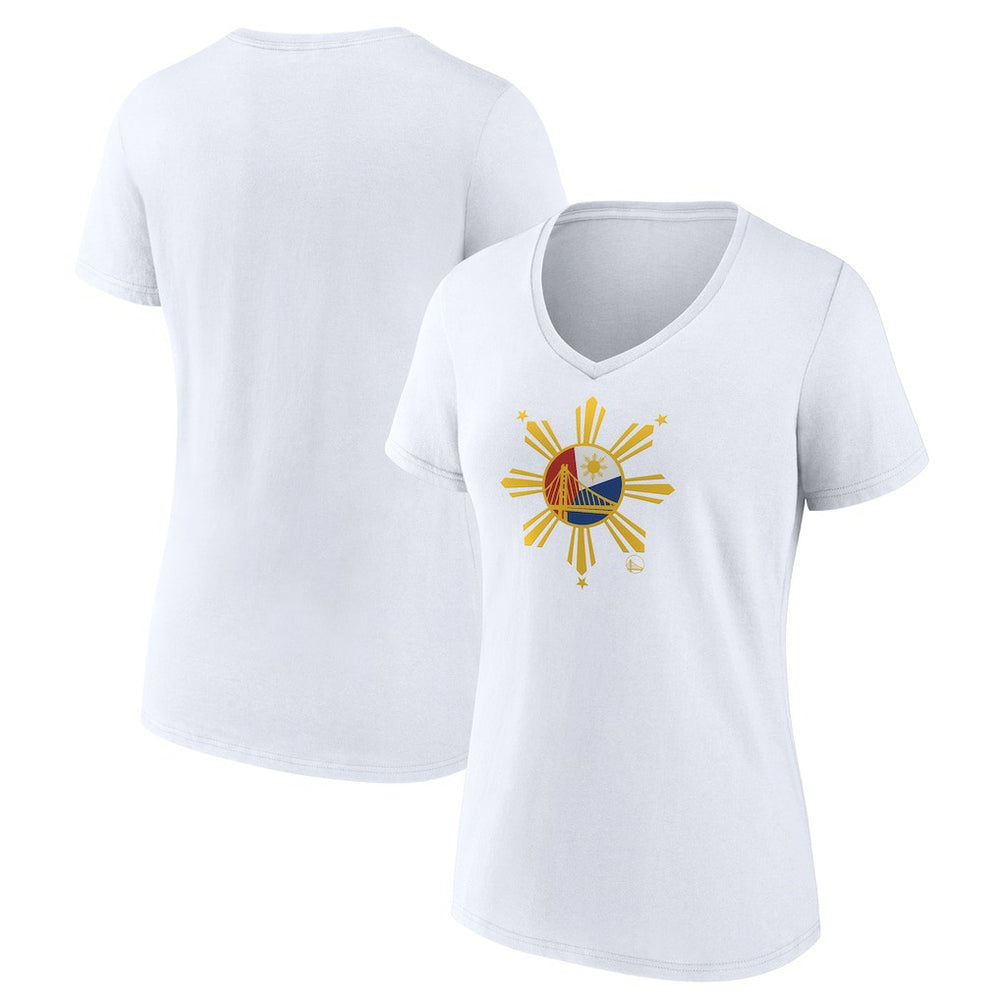 Golden State Warriors Women's Heritage V-Neck T-Shirt White