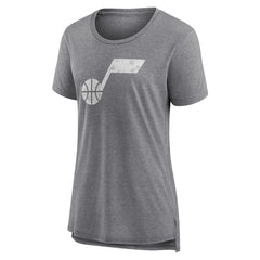 Utah Jazz Women's Distressed Logo Tri-Blend T-Shirt Gray