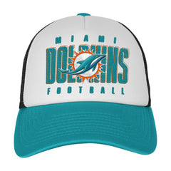 Miami Dolphins Youth Essentials Trucker Adjustable Hat White/Aqua