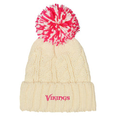 Minnesota Vikings Outerstuff Girls Cable Cuffed Knit Hat with Pom White