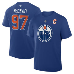 NHL Connor McDavid Edmonton Oilers Fanatics Authentic Stack Name & Number T-Shirt - Royal