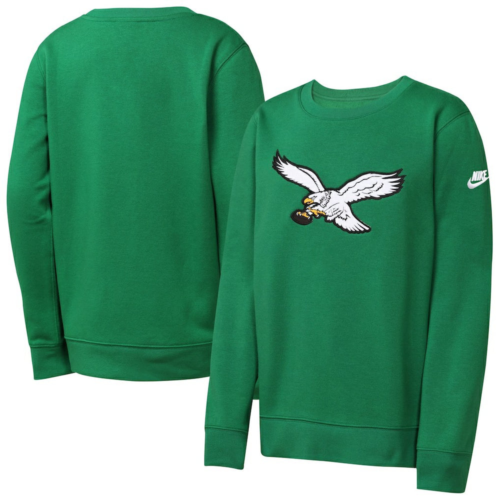 Philadelphia Eagles Youth Rewind Essential Pullover Crewneck Sweatshirt Kelly Green