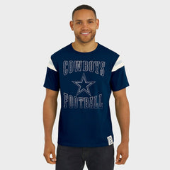 Dallas Cowboys Darius Rucker Collection Distressed Throwback Shoulder Stripe T-Shirt Navy