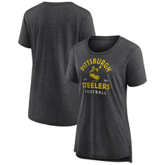 Pittsburgh Steelers Women's Vintage Arch Tri-Blend T-Shirt Charcoal