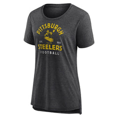 Pittsburgh Steelers Women's Vintage Arch Tri-Blend T-Shirt Charcoal