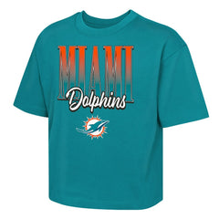 Miami Dolphins Outerstuff Girls Youth Big City Boxy T-Shirt Aqua