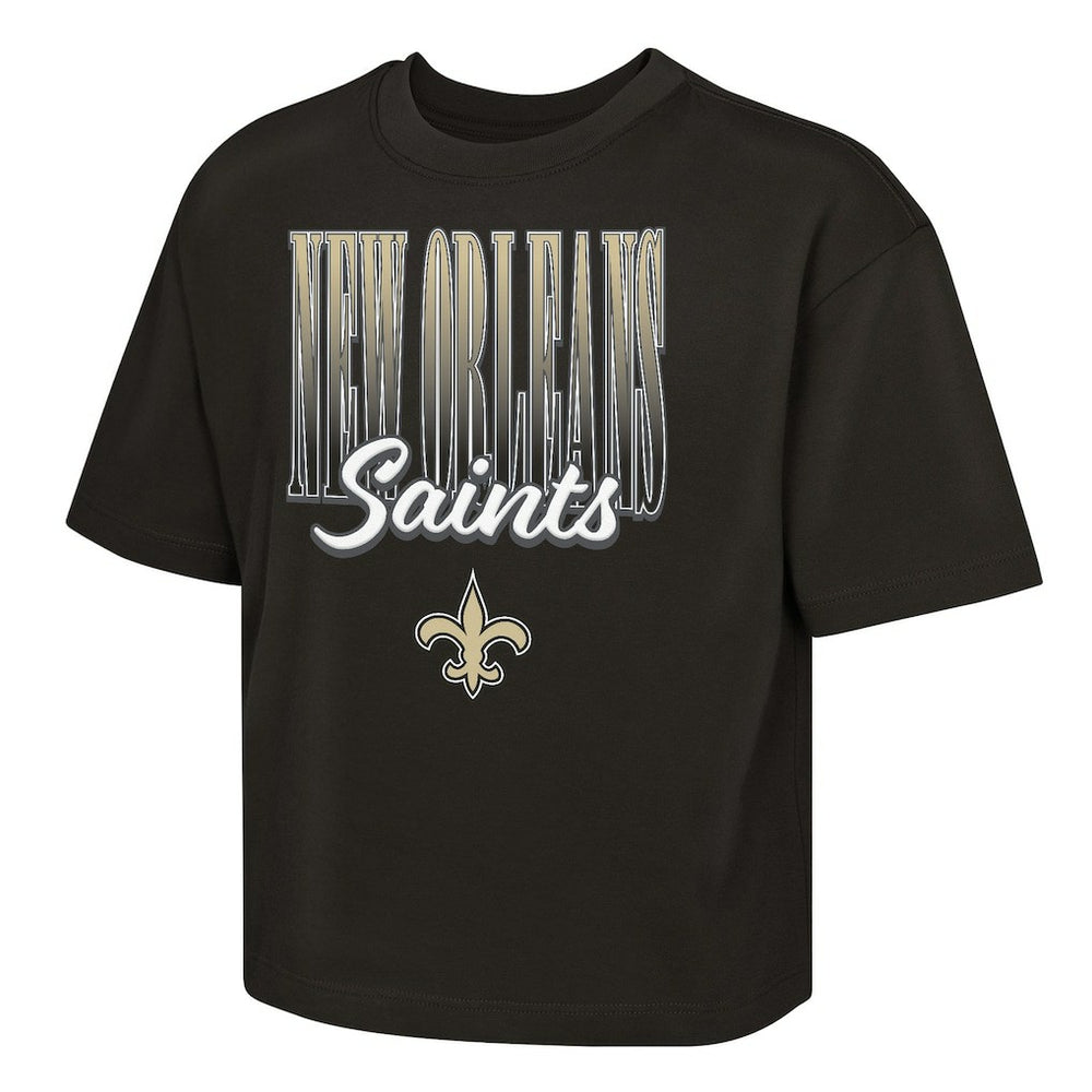 New Orleans Saints Outerstuff Girls Youth Big City Boxy T-Shirt Black