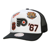 NHL Philadelphia Flyers Mitchell & Ness Gridlock Trucker Adjustable Hat - White/Black