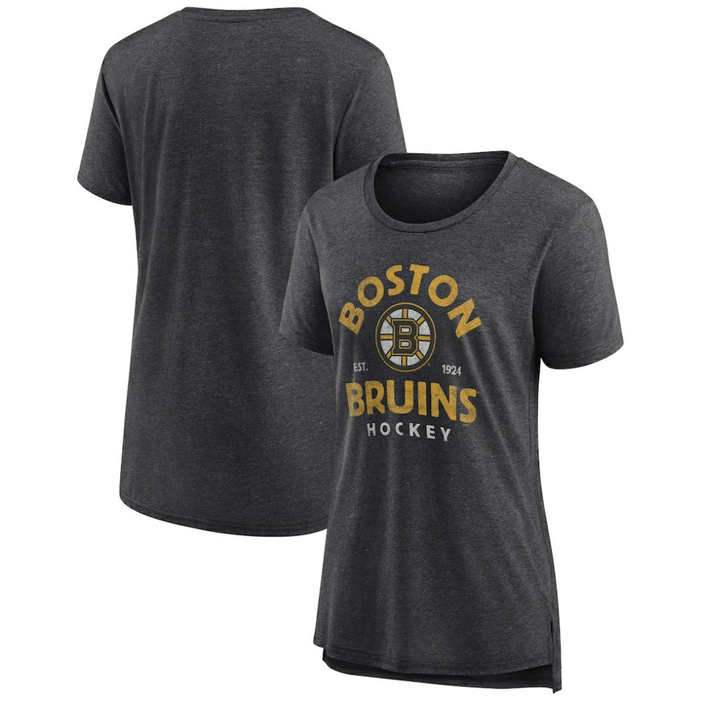NHL Boston Bruins Women's Vintage Arch Tri-Blend T-Shirt - Gray