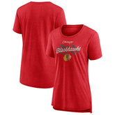 NHL Chicago Blackhawks Women's Hit the Ice Tri-Blend T-Shirt - Red