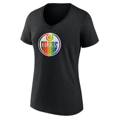 NHL Edmonton Oilers Women's Team Pride V-Neck T-Shirt - Black