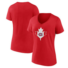 NHL Montreal Canadiens Women's Canada Day V-Neck T-Shirt - Red
