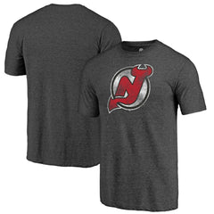 NHL New Jersey Devils Distressed Tri-Blend T-Shirt - Charcoal