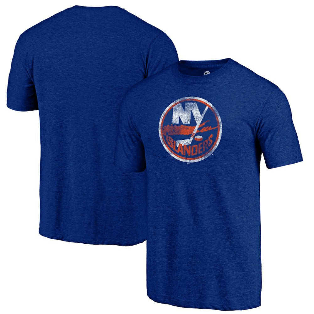 NHL New York Islanders Distressed Logo Tri-Blend T-Shirt - Royal
