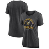 NHL Pittsburgh Penguins Women's Vintage Arch Tri-Blend T-Shirt - Gray