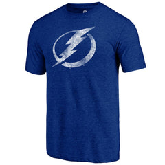 NHL Tampa Bay Lightning Distressed Logo Tri-Blend T-Shirt - Blue