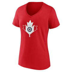 NHL Winnipeg Jets Women's Canada Day V-Neck T-Shirt - Red