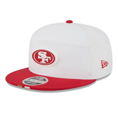 San Francisco 49ers New Era 2025 NFL Training Camp Split Panel 9FIFTY Snapback Hat White/Scarlet