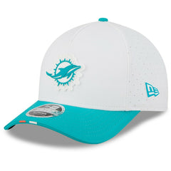 Miami Dolphins New Era 2025 NFL Training Camp A-Frame 9FORTY Adjustable Hat White/Aqua