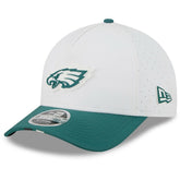 Philadelphia Eagles New Era 2025 NFL Training Camp A-Frame 9FORTY Adjustable Hat White/Midnight Green