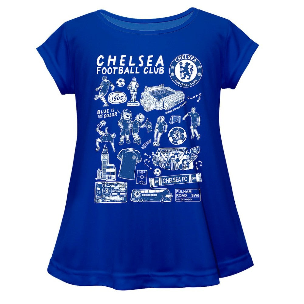 Chelsea Vive La Fete Girls Youth Impressions Artwork A-Line Top Blue sale