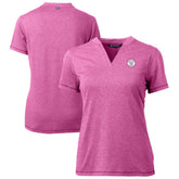 Milwaukee Brewers Cutter & Buck Forge Heathered Stretch Blade Top - Light Pink Tops