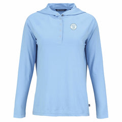 Milwaukee Brewers Cutter & Buck Women's Coastline Epic Comfort Eco Recycled Long Sleeve Hoodie T-Shirt - Powder Blue Hoodies