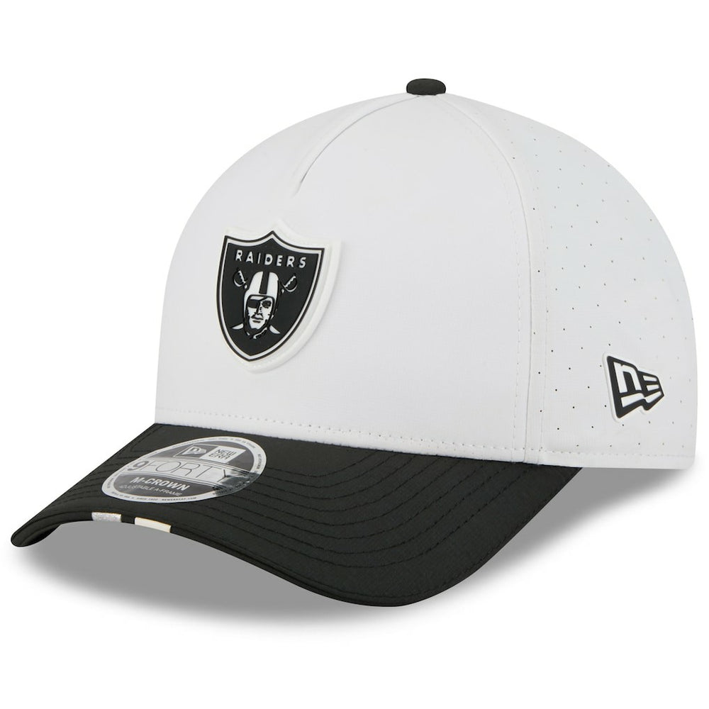 Las Vegas Raiders New Era Youth 2025 NFL Training Camp A-Frame 9FORTY Adjustable Hat White/Black