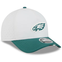Philadelphia Eagles New Era Youth 2025 NFL Training Camp A-Frame 9FORTY Adjustable Hat White/Midnight Green